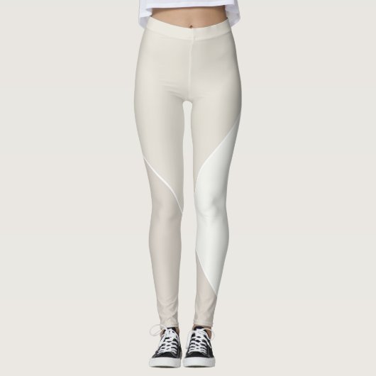 Trendy Modern Elegant Beige Bruin Wit Chic Leggings (Voorkant)