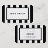 Trendy Modern Elegant Black White Striped Visitekaartje (Voorkant / Achterkant)