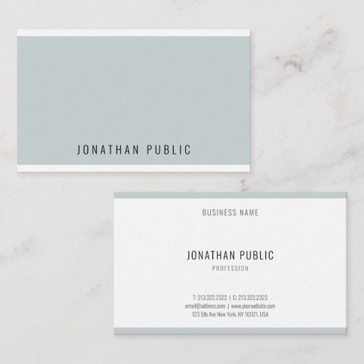 Trendy Modern Elegant Blauw Groen Eenvoudige Sjabl Visitekaartje (Voorkant / Achterkant)