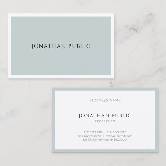 Trendy Modern Elegant Blue Green Simple Sjabloon Visitekaartje (Voorkant / Achterkant)