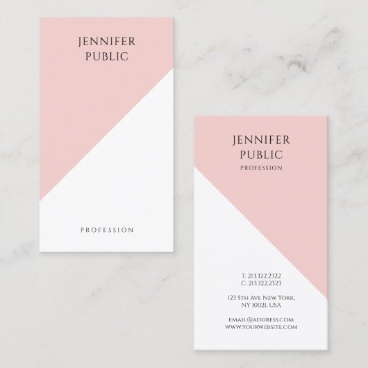 Trendy Modern Elegant Blush Pink Eenvoudige Sjablo Visitekaartje (Voorkant / Achterkant)