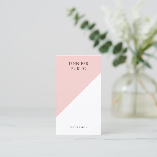 Trendy Modern Elegant Blush Pink Eenvoudige Sjablo Visitekaartje (Staand voorkant)