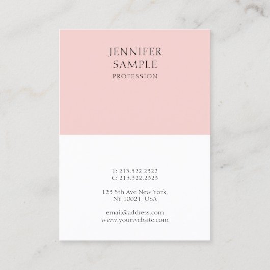 Trendy Modern Elegant Blush Pink Eenvoudige Sjablo Visitekaartje (Achterkant)