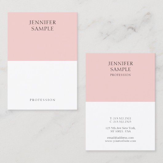 Trendy Modern Elegant Blush Pink Eenvoudige Sjablo Visitekaartje (Voorkant / Achterkant)