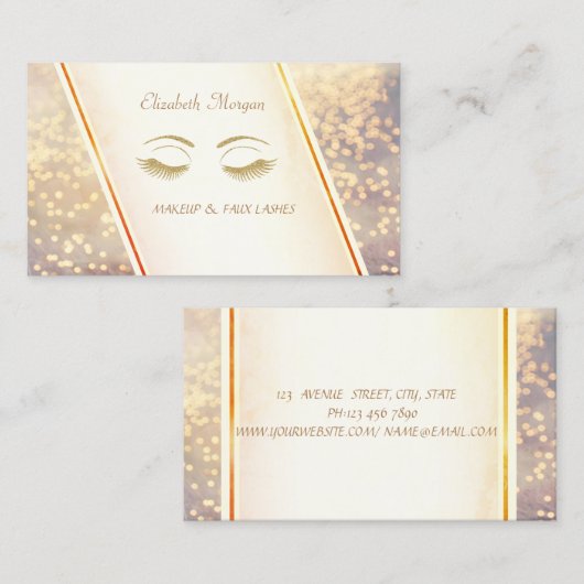 Trendy Modern Elegant, Bokeh, Lashes Visitekaartje (Voorkant / Achterkant)