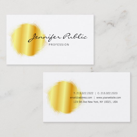 Trendy Modern Elegant Calligraded Gold Sjabloon Visitekaartje (Voorkant / Achterkant)