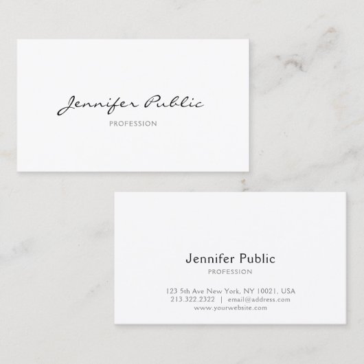 Trendy Modern Elegant Calligraphy Simple Plain Visitekaartje (Voorkant / Achterkant)