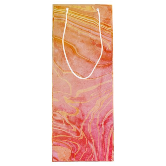 Trendy Modern Elegant Chique Marmer Wijn Cadeautas (Achterkant)