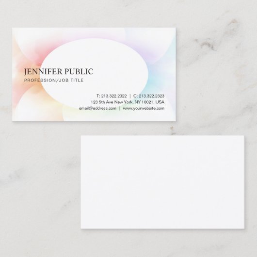 Trendy Modern Elegant Colorful Simple Sjabloon Visitekaartje (Voorkant / Achterkant)