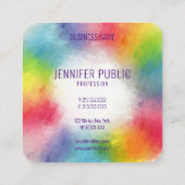 Trendy Modern Elegant Colorful Sjabloon Vierkante Visitekaartje (Achterkant)