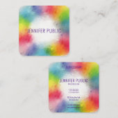 Trendy Modern Elegant Colorful Sjabloon Vierkante Visitekaartje (Voorkant / Achterkant)