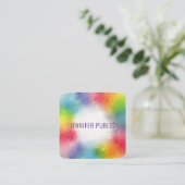 Trendy Modern Elegant Colorful Sjabloon Vierkante Visitekaartje (Staand voorkant)