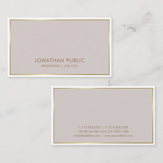 Trendy Modern Elegant Colour Gold Plain Luxury Visitekaartje (Voorkant / Achterkant)