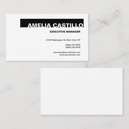 Trendy Modern Elegant Contemmodern Plain White Visitekaartje (Voorkant / Achterkant)