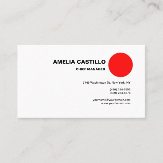 Trendy Modern Elegant Contemmodern Red White Visitekaartje (Voorkant)