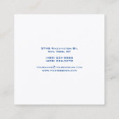 Trendy Modern Elegant Deep Blue White Manager Vierkante Visitekaartje (Achterkant)