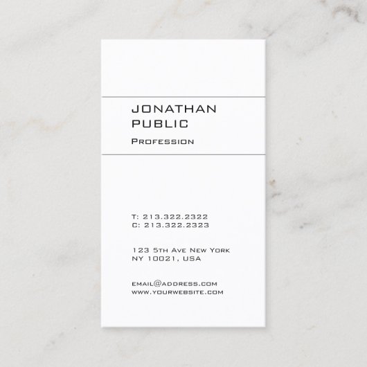 Trendy Modern Elegant Design Minimalist Plain Visitekaartje (Voorkant)