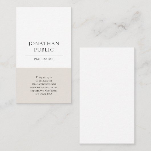 Trendy Modern Elegant Design Minimalistic Plain Visitekaartje (Voorkant / Achterkant)