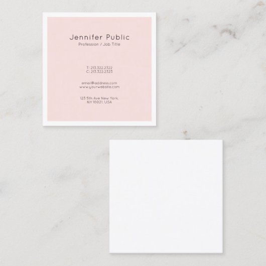 Trendy Modern Elegant Design Roze Professional Vierkante Visitekaartje (Voorkant / Achterkant)