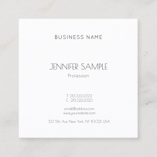 Trendy Modern Elegant Eenvoudige Chique Sjabloon L Vierkante Visitekaartje (Voorkant)
