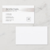 Trendy Modern Elegant Glamor Faux Silver Sjabloon Visitekaartje (Voorkant / Achterkant)
