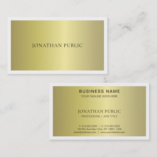 Trendy Modern Elegant Glamoureus Goud Duidelijke L Visitekaartje (Voorkant / Achterkant)