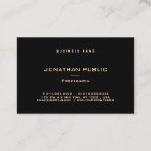 Trendy Modern Elegant Gold Name Black Sjabloon Visitekaartje (Achterkant)