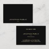 Trendy Modern Elegant Gold Name Black Sjabloon Visitekaartje (Voorkant / Achterkant)
