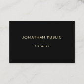 Trendy Modern Elegant Gouden Naam Zwart Sjabloon Visitekaartje (Voorkant)