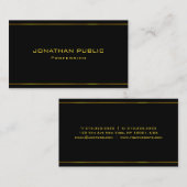 Trendy Modern Elegant Gouden Tekst Zwart Sjabloon Visitekaartje (Voorkant / Achterkant)