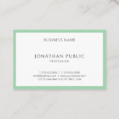Trendy Modern Elegant Green White Simple Sjabloon Visitekaartje (Achterkant)