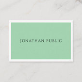 Trendy Modern Elegant Green White Simple Sjabloon Visitekaartje (Voorkant)