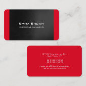 Trendy Modern Elegant Grey Red Executive Manager Visitekaartje (Voorkant / Achterkant)