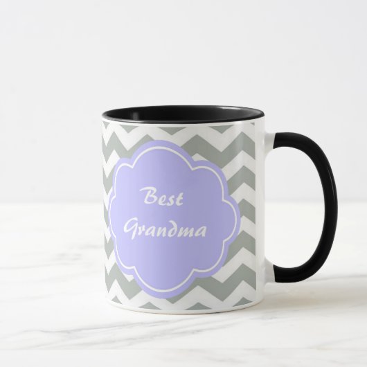 Trendy, modern, elegant grijs chevron monogram mok (Rechts)