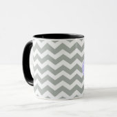 Trendy, modern, elegant grijs chevron monogram mok (Voorkant links)