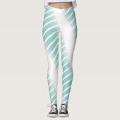 Trendy Modern Elegant Groen Wit Chique Sjabloon Leggings (Voorkant)