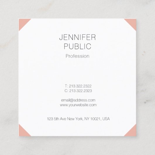 Trendy Modern Elegant Kleur Eenvoudige Sjabloon Vi Vierkante Visitekaartje (Achterkant)