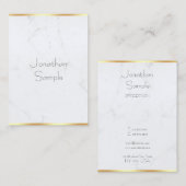 Trendy Modern Elegant Marmeren Gouden Tekst Sjablo Visitekaartje (Voorkant / Achterkant)