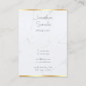 Trendy Modern Elegant Marmeren Gouden Tekst Sjablo Visitekaartje (Achterkant)