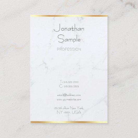 Trendy Modern Elegant Marmeren Gouden Tekst Sjablo Visitekaartje (Achterkant)