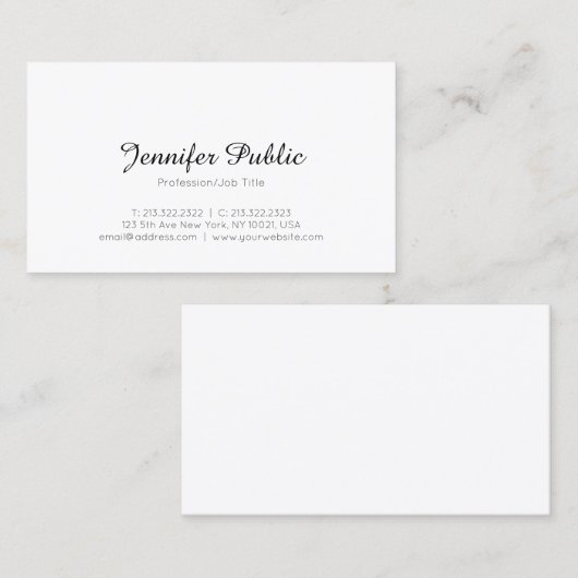 Trendy Modern Elegant Minimale Sjabloon Stijlvolle Visitekaartje (Voorkant / Achterkant)