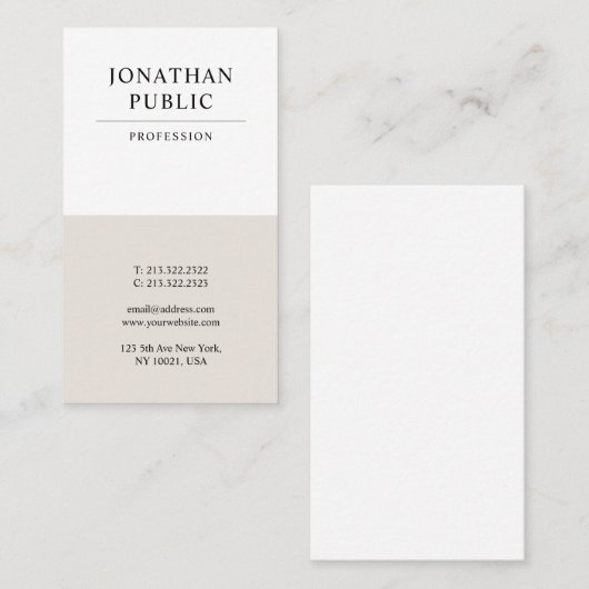 Trendy Modern Elegant Minimalist Luxury Plain Visitekaartje (Voorkant / Achterkant)