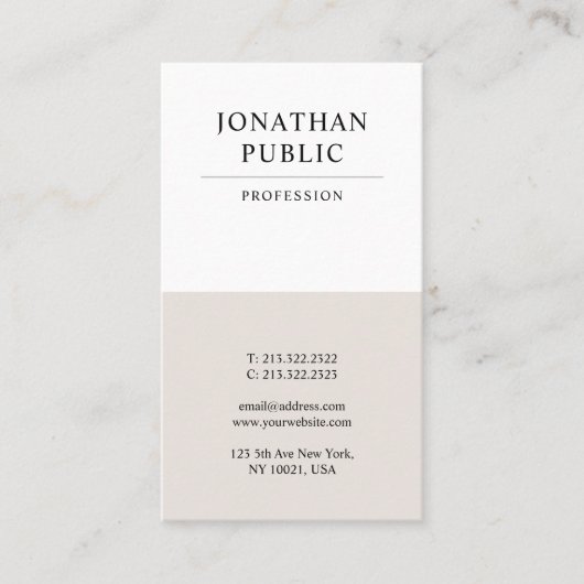 Trendy Modern Elegant Minimalist Luxury Plain Visitekaartje (Voorkant)