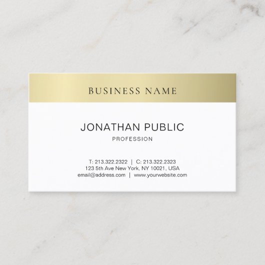 Trendy Modern Elegant Minimalist Plain Gold Kijk Visitekaartje (Voorkant)