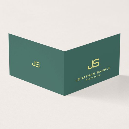 Trendy Modern Elegant Monogram Best Gevouwen Visitekaartje (Buitenkant)