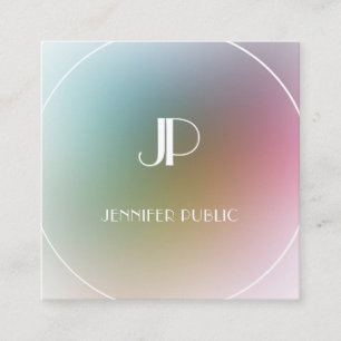 Trendy Modern Elegant Monogram Colorful Sjabloon Vierkante Visitekaartje