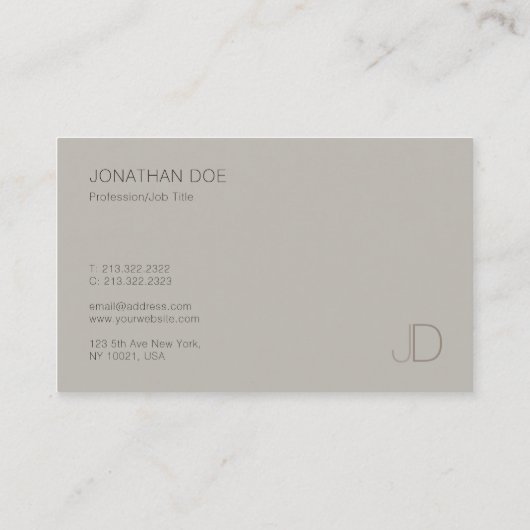 Trendy Modern Elegant Monogram Plain Professional Visitekaartje (Achterkant)