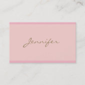 Trendy Modern Elegant Pink Gold Hand Script Font Visitekaartje (Voorkant)