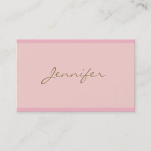 Trendy Modern Elegant Pink Gold Hand Script Font Visitekaartje