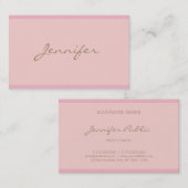 Trendy Modern Elegant Pink Gold Hand Script Font Visitekaartje (Voorkant / Achterkant)